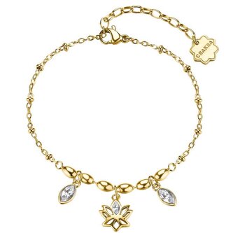 Půvabný pozlacený náramek s lotosovým květem Chakra BHKB260 Brosway