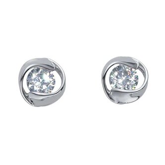 Moderní stříbrné náušnice pecky Outline 42207.WHI.S Crystalp