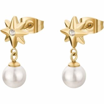 Půvabné pozlacené visací náušnice z oceli Chakra BHKE175 Brosway