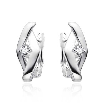 Moderní stříbrné náušnice se zirkonem AGT-E253FW Agato
