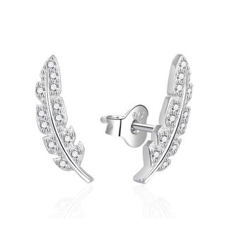 Stříbrné podélné náušnice Peříčka se zirkony AGT-E085PW Agato