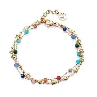 Dvojitý pozlacený náramek s korálky Kiss 14175P01019 Viceroy