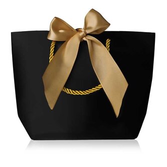 Černá dárková taška se zlatou stuhou M Troli