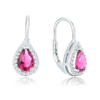 Stříbrné náušnice s růžovými zirkony AGUC2227 Beneto