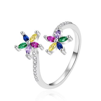 Otevřený stříbrný prsten Květiny AGT-R28C Agato / Obvod: 52 mm - 52 mm