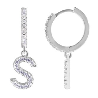 Kruhová ocelová single náušnice "S" se zirkony Troli