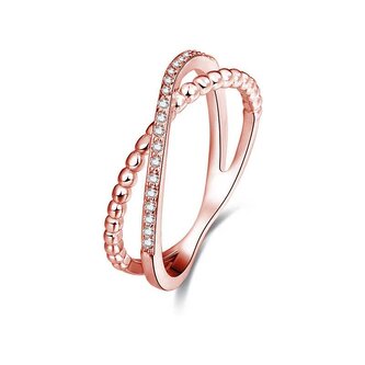 Růžově pozlacený dvojitý prsten ze stříbra AGG195 Beneto / Obvod: 54 mm - 54 mm