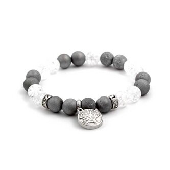 Korálkový náramek z achátu a křišťálu MINK76/17 Agato