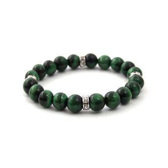 Korálkový náramek ze zeleného tygřího oka MINK117 Agato / Délka: 19 cm