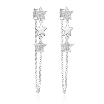 Stříbrné dlouhé náušnice Hvězdy se zirkony AGT-E051P Agato