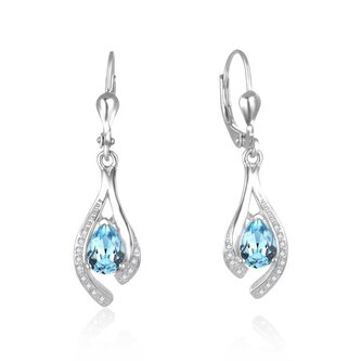 Nádherné stříbrné náušnice se světle modrými zirkony AGUC2693-T Beneto