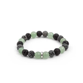 Korálkový náramek z lávového kamene a avanturínu MINK99 Agato / Délka: 17 cm