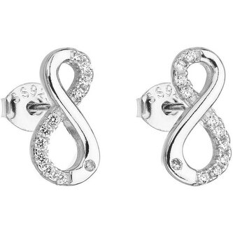 Stříbrné náušnice se zirkonem bílé nekonečno 11017.1 Evolution Group