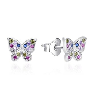 Roztomilé stříbrné náušnice Motýlci AGT-E070PC Agato