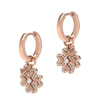 Pozlacené náušnice 2v1 Čtyřlístek se zirkony EG3610221 Emporio Armani