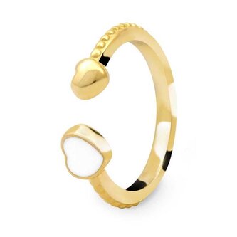 Něžný pozlacený otevřený prsten se srdíčky AGG472-G Beneto