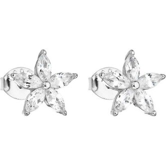 Stříbrné náušnice se zirkonem bílá kytička 11069.1 Evolution Group