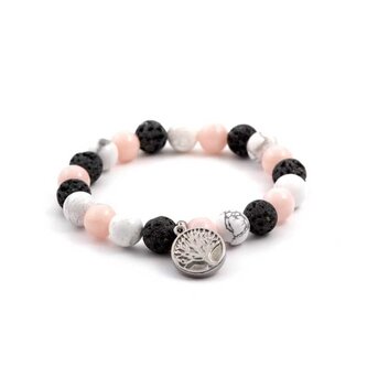 Korálkový náramek z jadeitu, lávového kamene a howlitu MINK39/17 Agato