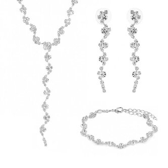 Blyštivá sada šperků s čirými krystaly (náhrdelník, náramek, náušnice) Troli