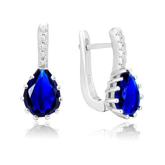 Stříbrné náušnice s modrým krystalem AGU1197 Beneto