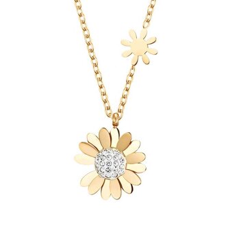 Půvabný pozlacený náhrdelník s kytičkami VSN004G-PET Troli