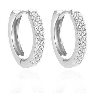 Kruhové stříbrné náušnice se zirkony AGUC2083 Beneto