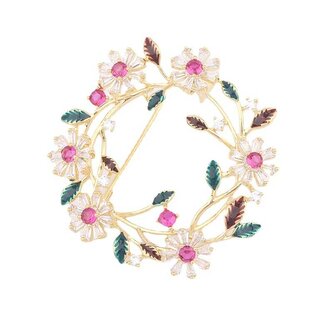 Pozlacená brož Květinový věnec Gold Troli