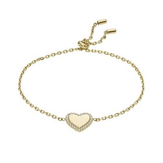 Romantický pozlacený náramek Srdíčko se zirkony JOF00932710 Fossil