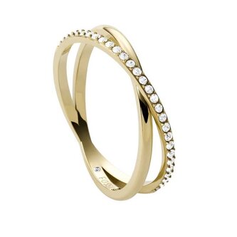 Elegantní pozlacený prsten s krystaly JF03752710 Fossil / Obvod: 52 mm - 52 mm