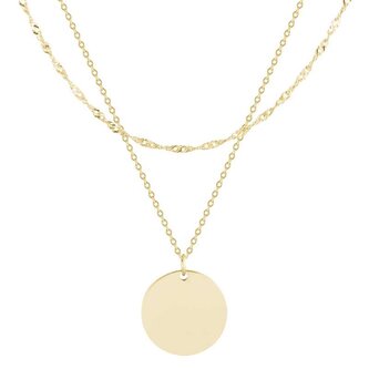 Pozlacený dvojitý ocelový náhrdelník s kruhovým přívěskem Troli