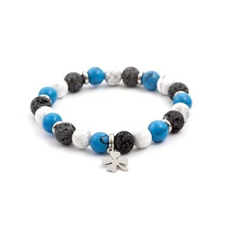 Korálkový náramek z lávového kamene a howlitu MINK48/17 Agato