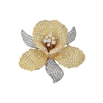 Luxusní bicolor brož ve tvaru květu Gold Troli