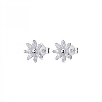 Stříbrné květinové náušnice s kubickými zirkony Gaia RZGA72 Rosato