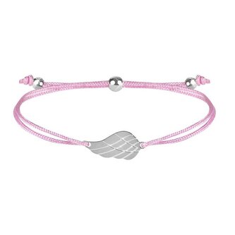 Šňůrkový náramek s andělským křídlem růžová/ocelová Troli