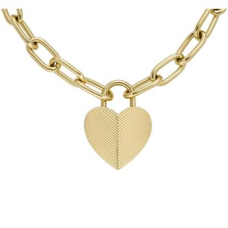 Výrazný pozlacený náhrdelník Srdce Harlow JF04656710 Fossil