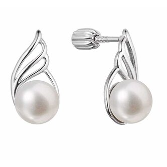Slušivé stříbrné náušnice s říční perlou 21093.1B Evolution Group