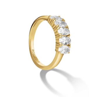 Třpytivý pozlacený prsten se zirkony JRFO Rosefield / Obvod: 56 mm - 56 mm