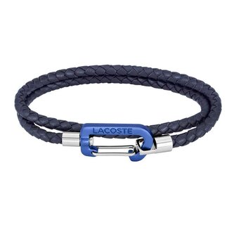 Tmavě modrý pletený náramek z kůže Matt 2040315 Lacoste