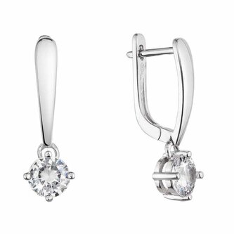 Půvabné stříbrné náušnice s čirým zirkonem 11452.1 Evolution Group
