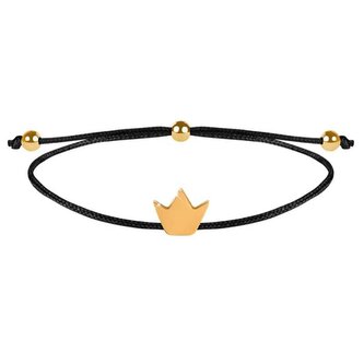 Šňůrkový náramek Korunka černá/zlatá Troli