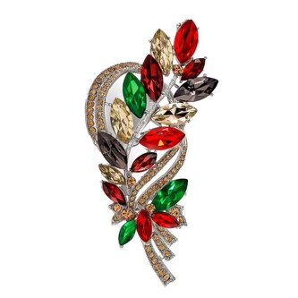 Překrásná brož s barevnými krystaly Větvička Silver Troli