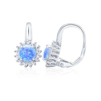 Stříbrné náušnice se syntetickým opálem AGUC1204 Beneto