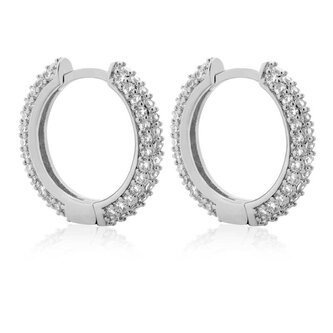 Blyštivé stříbrné náušnice se zirkony VBE0149S Troli