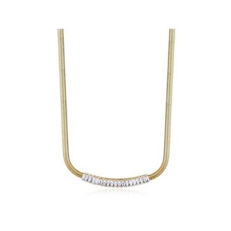 Půvabný pozlacený náhrdelník s čirými zirkony Desideri BEIN017 Brosway