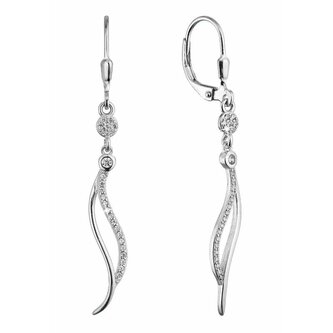 Elegantní dlouhé náušnice Vlnky se zirkony 11541.1 Evolution Group