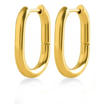 Minimalistické pozlacené oválné náušnice z oceli Troli