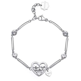 Něžný ocelový náramek Srdce s krystaly Chakra BHKB169 Brosway