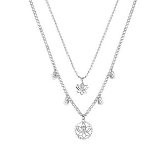 Půvabný ocelový náhrdelník Lotosový květ Chakra BHKN064 Brosway