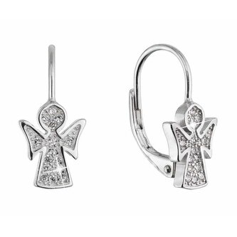 Něžné stříbrné náušnice Andílek se zirkony 11543.1 Evolution Group
