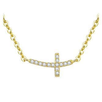 Pozlacený stříbrný náhrdelník s křížkem AGS546/47-GOLD Beneto